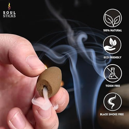 Soul Sticks Backflow Incense Cones – 40 Handmade Organic Cones for Waterfall Burner | 4 Pack Long Lasting Aromatic Scents | Thick White Smoke Incense for Meditation, Yoga & Gifts (Palo Santo) - color: Palo Santo
