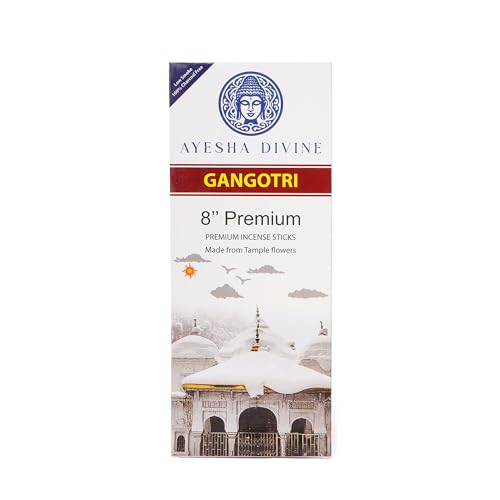 Incense Sticks 8 Inch, Made from Temple Flowers, Sandalwood and Frankincense Blend, Includes Incense Burner Stand, 80 Count, Long-Lasting Aroma for Meditation, Yoga, Home