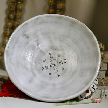 Prayer Offering Ritual Bowl Plate Great for Use Candles Tray Religious Spiritual Gifts（White Praying） - style: White Praying