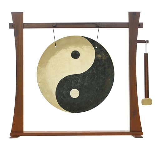 20" to 26" Taoist Breeze Gongs on Stands - Includes Gong, Stand, & Mallet/Yin & Yang/Perfect for Meditation & Sound Healing - size: 20" on Spirit Guide Stand
