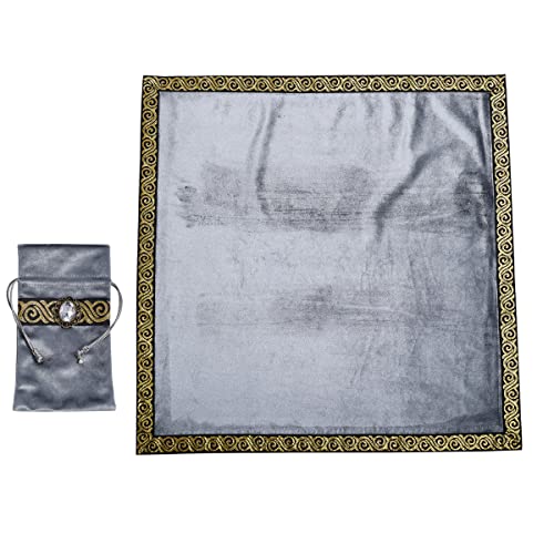 BLESSUME Wicca Square Altar Tarot Table Cloth for Reading with Card Pouch 24.4 * 24.4 inch (Gray 2) - color: Gray 2