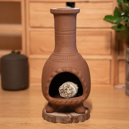 Mexican Style Terracotta Palo Santo Holder,Handmade Chiminea Incense Dish - color: Terracotta - Mexican Palo Santo Holder