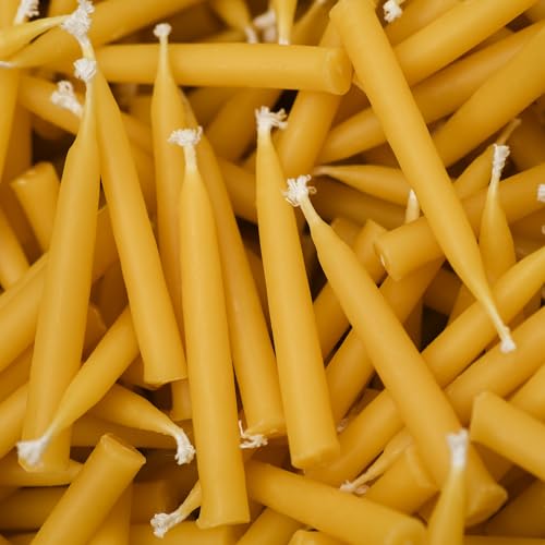 Meditation Beeswax Candles 90Pcs, 20 Minute Mini Candles Set, 2.6 Inch Small Bees Wax Taper Candles - Smokeless, Dripless and Non-Toxic for Home, Women Gifts, Yoga-Yellow - color: Raw, size: 90