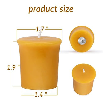 16PCS Beeswax Votive Candles, 12H Burn, Prayer & Memorial, Unscented - color: Raw