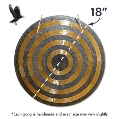 Sun Gong by Raven Sounds, Handmade Chinese Bronze Wind Gong, for Sound Healing, Meditation & Yoga (18") - size: 18"