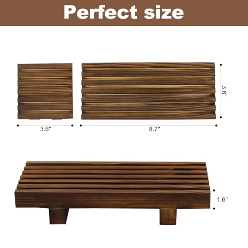 Klunk Wooden Risers, Wood Bathroom Tray & Kitchen Counter Riser, Set of 3 - size: 8.7" × 3.6"