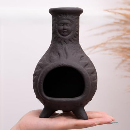 Sun Face Palo Santo Holder, Smudge Bowl for Sage Sticks and Incense Cones - color: Black -Sun Face Palo Santo Holder