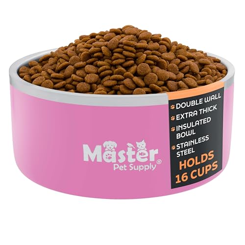 Master Pet Supply Stainless Steel Dog Bowls 128 oz Heavy Duty Hyper Pink - color: Hyper Pink, size: 16 Cups (128 oz)