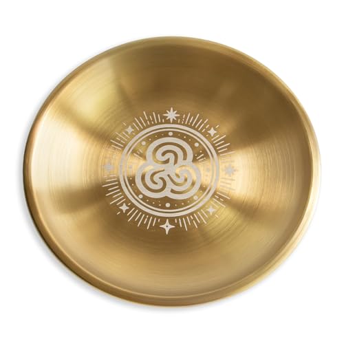 Offering Bowl Prayer Ritual Plate Great for Wicca, Altar use, Ritual use, Incense Burner, smudging Bowl, Decoration (Golden Triskelion) - color: Golden Triskelion