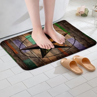 Feelyou Wooden Print Star Rugs Bathroom 16" x24 Non Slip - color: Multi 33, size: 16"x24"