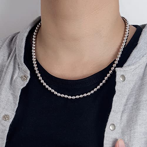 Dankadi Men Solid 925 Sterling Silver Bead Necklace Women 4MM 6MM Round Prayer Beads Link Chain 18 "20" 22 "24" 26 "28" 30" 32" 34" Italy Jewelry Gift - color: 6MM, size: 30 inches