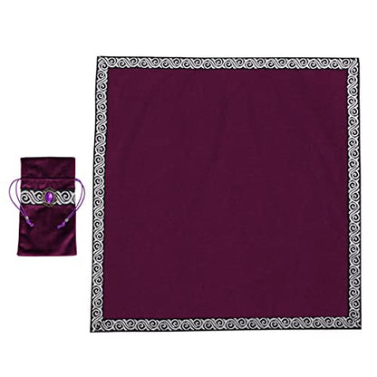 BLESSUME Wicca Square Altar Tarot Table Cloth for Reading with Card Pouch 24.4 * 24.4 inch (Purple 1) - color: Purple 1