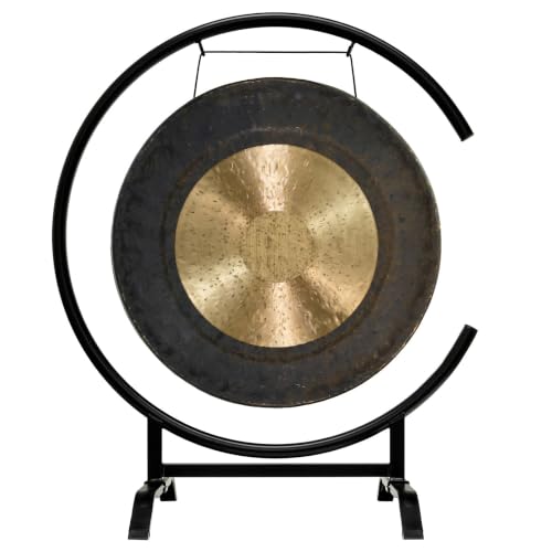 22" Chinese Gongs on the Seaside C-Stand - Includes Gong, Stand, & Mallet/Sturdy & Compact Design - color: 22" Dark Star Gong