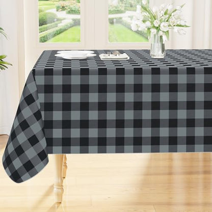 Smiry Picnic Table Cloth, Vinyl Tablecloths with Flannel Backing, 60"x102" - color: Black & Grey, size: 102" x 60" (Rectangular)