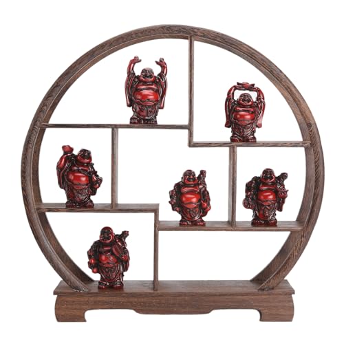 6Pcs 2in Red Resin Laughing Buddha Figurines, Tabletop Lucky Decor - color: 2.5'' Resin Red Set