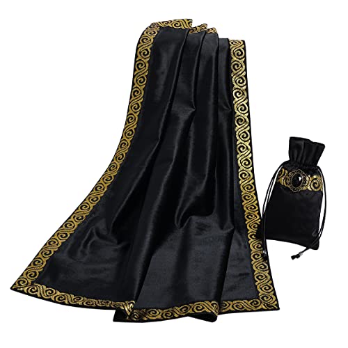 BLESSUME Altar Tarot Table Cloth and Pouch 24.4 * 24.4"(Black 2) - color: Black 2