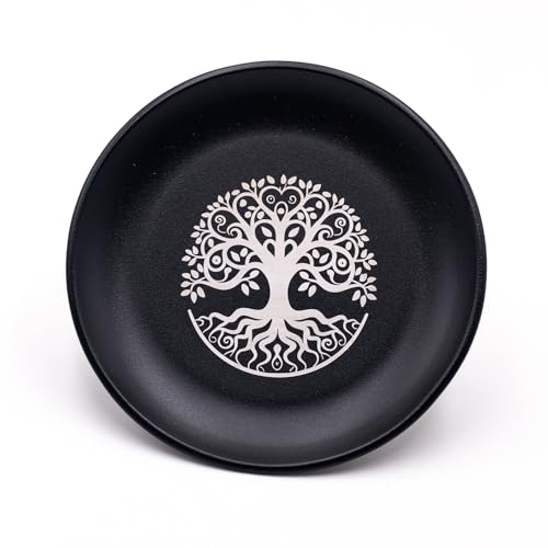 Offering Bowl Prayer Ritual Plate Great for Wicca, Altar use, Ritual use, Incense Burner, smudging Bowl, Decoration Bowl, offering Bowl (Black Life Tree) - color: Black Life Tree
