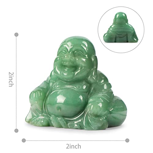 Artistone 2 inch Laughing Buddha Statue, Healing Crystal Hand-Carved Gemstone Religion Sitting Happy Buddha Figurine Statue Pocket Stone Home Decoration (Green Aventurine) - color: Obsidian