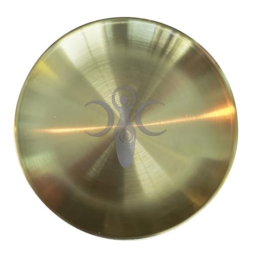 5.5inch Altar Ritual Plate Dish Stainless Steel Flat Bowl Round Metal Jewelry Tray Prayer Astrology Tarot Offering Plate Ring Trinket Holder for Smudging Decoration Trays Gold (Triple Goddess Gold) - color: Triple Goddess Gold