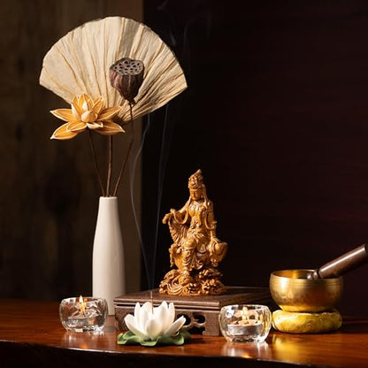 Wooden Guan Yin Bodhisattva Statue – Kuan Yin Quan Yin Buddha for Feng Shui, Meditation, and Spiritual Decor, Zen Gift for Home & Altar Decoration - style: Art Deco