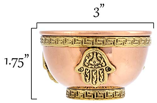 Alternative Imagination Hamsa Hand Copper Bowl - Offering Bowl For Altar or Ritual Use, Incense Holder and Smudge Kit, Home Decor - style: Hamsa Hand