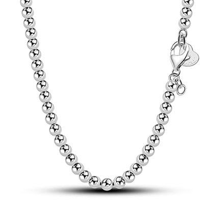 Dankadi Men Solid 925 Sterling Silver Bead Necklace Women 4MM 6MM Round Prayer Beads Link Chain 18 "20" 22 "24" 26 "28" 30" 32" 34" Italy Jewelry Gift - color: 6MM, size: 30 inches