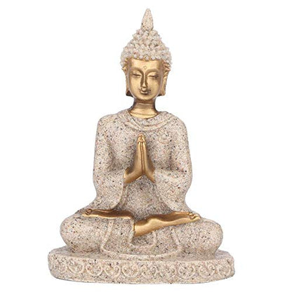 Ymiko Meditation Sitting Buddha Statue Carved Statue Crafts Home Decorations, Can Be Placed On Desk, Garden, Bedside, Relax and Pleasant (A Gold)