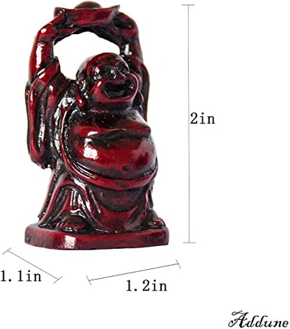 Set of 6 Laughing Happy Buddha Statue Resin Figurines Feng Shui for Luck Wealth Good Gift and Collection (2'', Dark red) - color: Dark Red, style: 2''