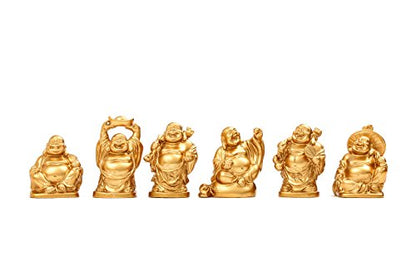 6Pcs 2in Gold Resin Laughing Buddha Figurines, Tabletop Lucky Decor - color: 2'' Resin Gold Set