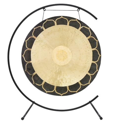 24" to 26" Temple Wind Gongs on Stands - Includes 26" Gong, Stand, & Mallet/Great for Meditation & Sound Healing - color: 26" on Welcoming Stand