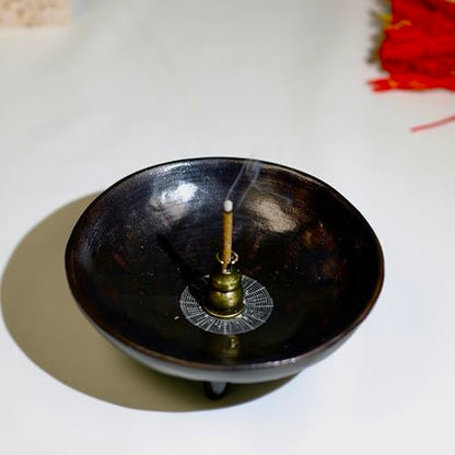 Prayer Offering Ritual Bowl Plate Great for Use Candles Tray Religious Spiritual Gifts （Black Meditation） - style: Black Meditation