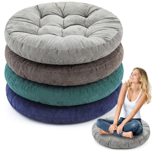 Jerify 4 Pcs Dark Green Large Floor Pillow Cushion, Round 22 x 22 - color: Dark Green, size: Round 22 x 22