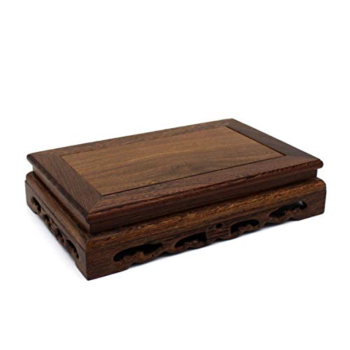 CVHOMEDECO. Primitives Rustic Rosewood Rectangle Display Stand Vase Pot Base Fishbowl Pedestal Stand. (9-1/2 Inch) - size: 9-1/2"L