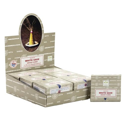 Satya Sai Baba White Sage Original Earth Marked Natural Masala Incense 144 Dhoop Cones in Pack of 12 Boxes | Best for Prayer, Meditation and Relaxation