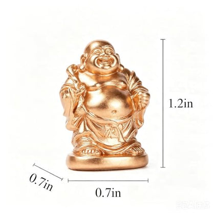 6Pcs 1'' Gold Resin Laughing Buddha Figurines, Tabletop Lucky Decor - color: 1'' Resin Gold Set