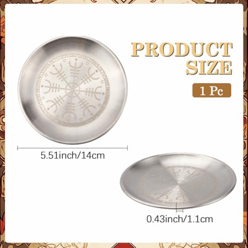 CREATCABIN Twelve Constellations Altar Plate Jewelry Dish Ritual Flat Bowl Round Silvery Tray Offering Bowl Dish Ring Trinket Holder for Jewelry Meditation Incense Stick Dowsing 5.55Inch - style: Twelve Constellations
