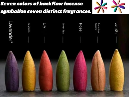 530 Pcs Large Backflow Incense Cones Scented Waterfall Incense 7 Mixed Natural Scents Fits Backflow Burners Relaxation Meditation Yoga Gift