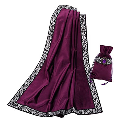 BLESSUME Wicca Square Altar Tarot Table Cloth for Reading with Card Pouch 24.4 * 24.4 inch (Purple 1) - color: Purple 1