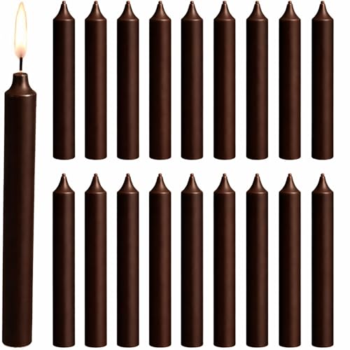 Biedermann & Sons Brown Chime Candles (20 Count Box), Unscented Dripless Tapers, 4 Inch Tall 0.5 Inch Diameter, Up to 2 Hour Burn, Paraffin Wax Sticks for Angel Chime Carousels and Holders - color: Brown