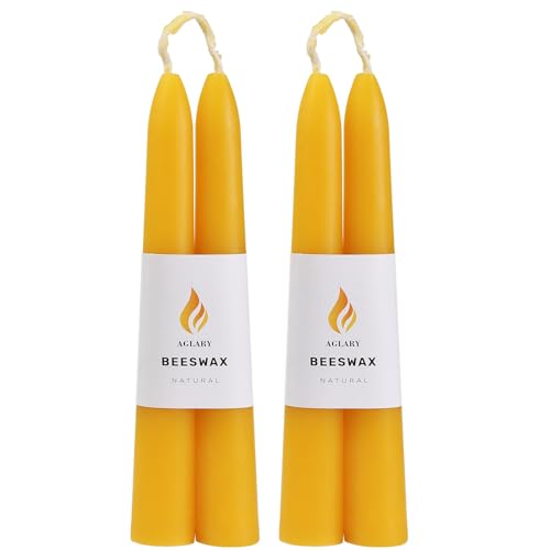 4-Pack 6" Pure Beeswax Spell Candles, Natural Yellow, Meditation & Ritual - color: Natural Yellow
