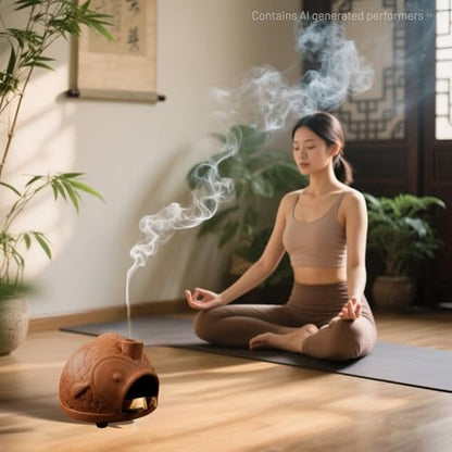 MOUGIGI Large Fish-Shaped Terracotta Palo Santo Holder-Cone Burner - color: Terracotta