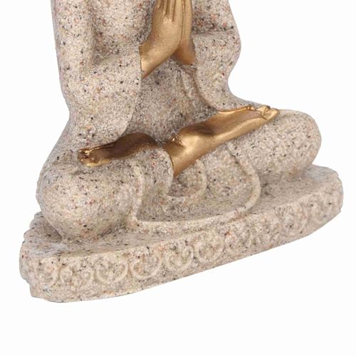 Hilitand Buddha Statue Meditating Seated Home Decoration Ornament Carving Figurine Craft Sandstone (A Gold)