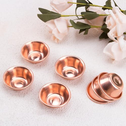ZORZA 14Pcs Exquisite Tiny Copper Bowls Mini Buddhist Water Offering Bowls Meditation Smudge Supplies for Yoga Altars(Gold+Rosegold)
