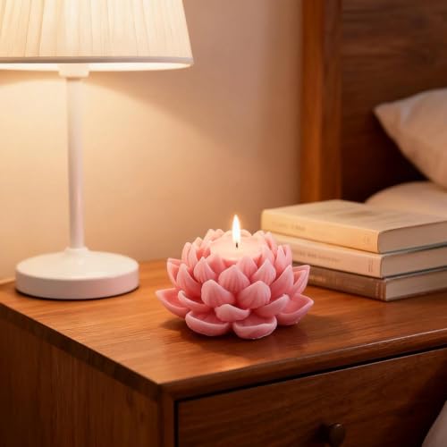 1Pc Elegant 3D Lotus Candle Mold, Floral Scented Candle Silicone Holiday Mold, Suitable for Parties, DIY Plaster Aromatherapy Home Decoration.