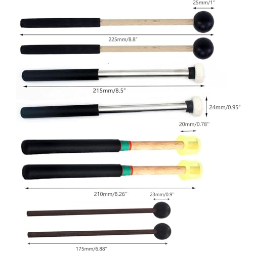 Jiayouy 4Pair Steel Tongue Drum Mallets with Bracket and Storage Bag,3 Pair Rubber Head Percussion Sticks,1 Pair Felt Head Drum Stick,Drum Hammer for Ethereal Drum Xylophone Woodblock Glockenspiel
