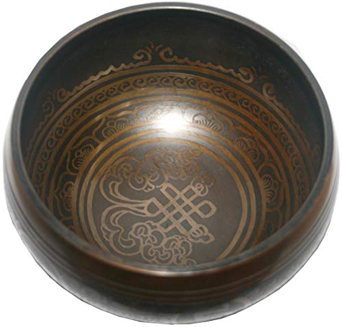 Agan Traders Handmade Tibetan Singing Bowl Set – B Note Crown Chakra Meditation Bowl with Wooden Mallet & Silk Cushion, Sound Healing Bowls for Yoga, Sound Bath, Spiritual Decor – Nepal 5121 SB - color: 5121