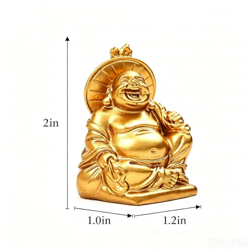6Pcs 2in Gold Resin Laughing Buddha Figurines, Tabletop Lucky Decor - color: 2'' Resin Gold Set