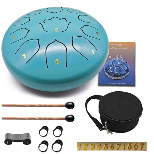 8.5-Inch 11-Note Steel Tongue Drum, Rain Drum for Outside & Garden - color: Sky Blue, size: 8.5 Inch 11 Notes