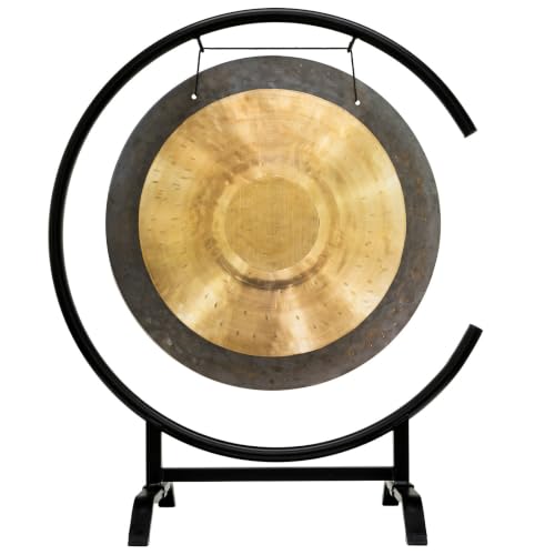 22" Chinese Gongs on the Seaside C-Stand - Includes Gong, Stand, & Mallet/Sturdy & Compact Design - color: 22" Dark Wind Gong