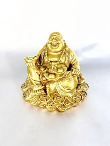 SMRTHMRT Feng Shui Decor Laughing Buddha Statue Maitreya Figurine Carrying Money Bag Happy Buddha for God Luck Brass Sculptures Home Decorations (Small) - size: Small